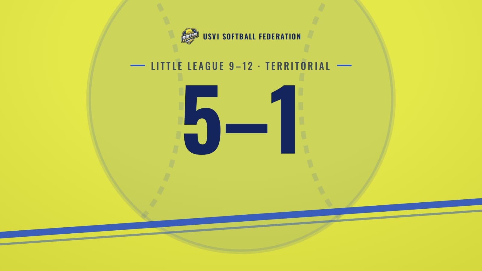 Graphic reading 5–1, Sistahood's record in the first Little League territorial softball season