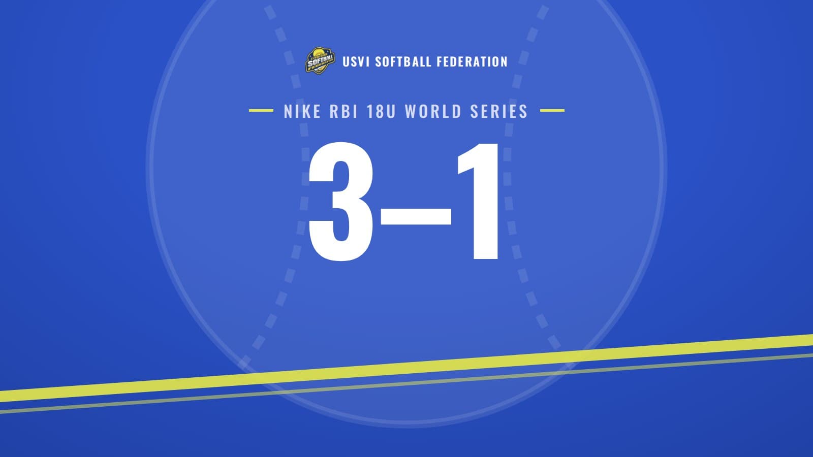 Graphic reading 3–1, USVI over Houston, Nike RBI 18U World Series champions