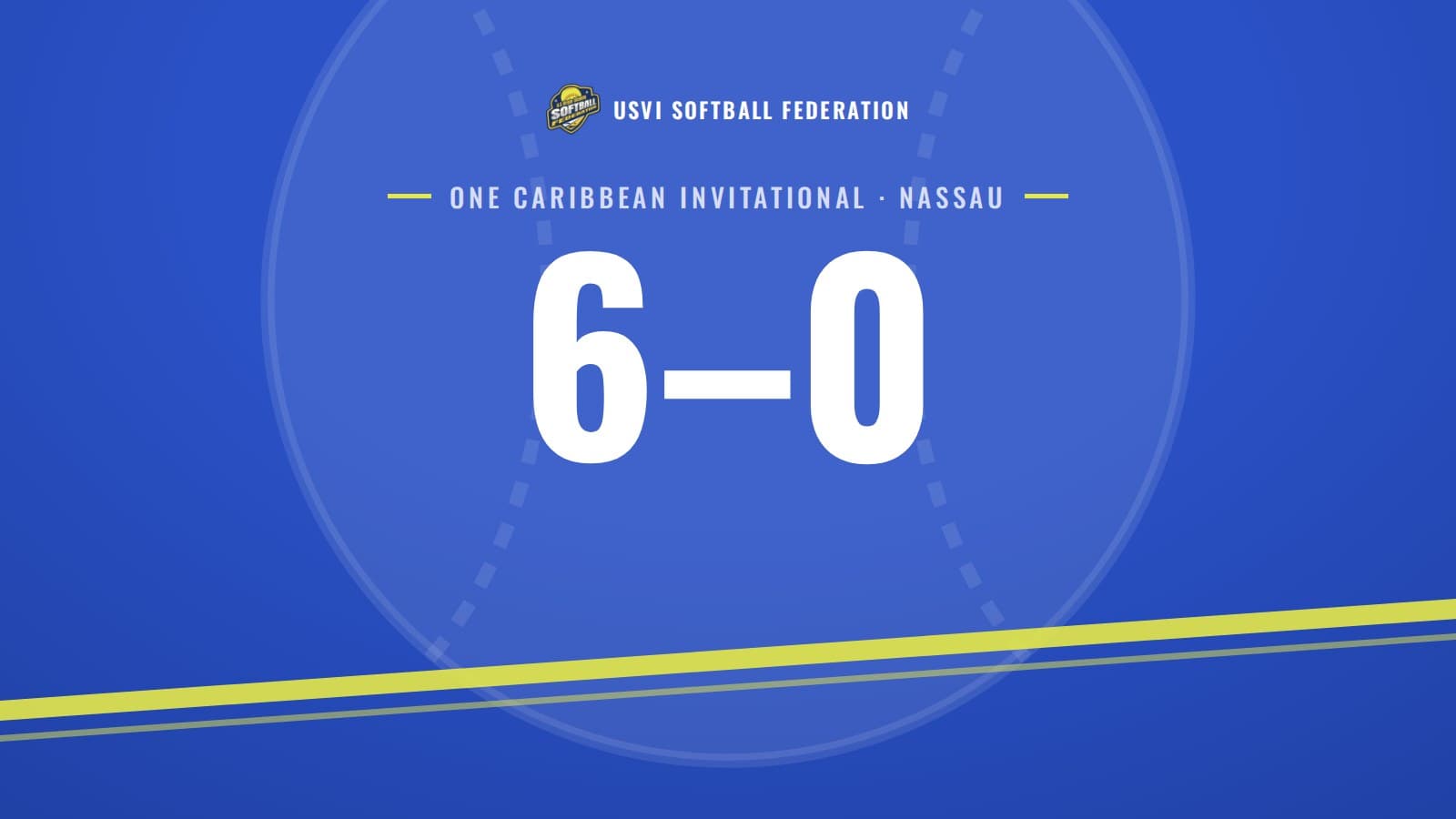 Graphic reading 6–0, USVI Women's National Team, One Caribbean Invitational champions